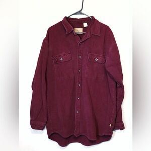 Moose Creek Vintage Inspired 100% Cotton Burgundy Red Button Down Heavy Flannel